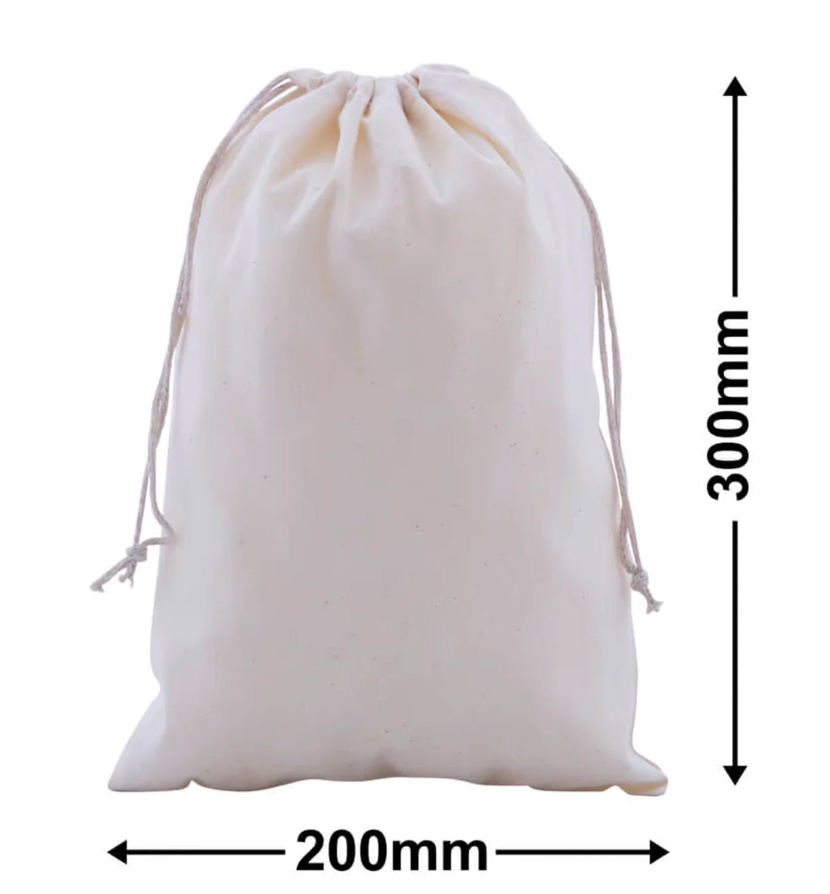 Reusable Calico Drawstring Bags in Recycled Cotton with Custom Logo Printing, Multiple Sizes and Bulk Quantities
