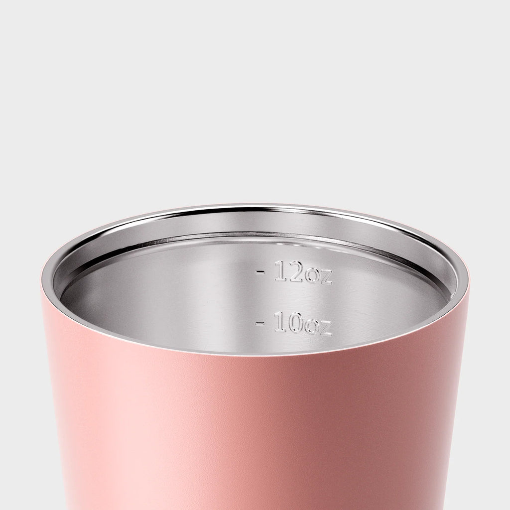 Reusable Coffee Cup in Peachy, 340ml Stainless Steel with Double-Wall Insulation for Café Stops and Commutes