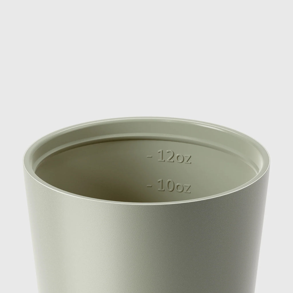 Reusable Coffee Cup in Sage, 340ml/12oz, with Ceramic Lining and Double-Wall Insulation for Cafe Drinks