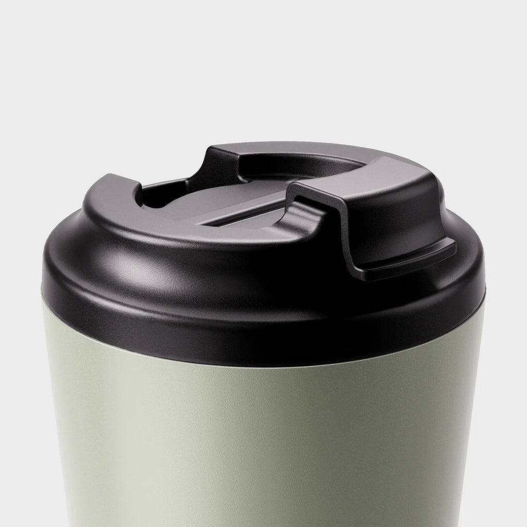 Reusable Coffee Cup in Sage, 340ml/12oz, with Ceramic Lining and Double-Wall Insulation for Cafe Drinks