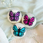 Reusable Dryer Balls Laundry Set with Three Needle-Felted Monarch Butterflies for Small and Medium Loads