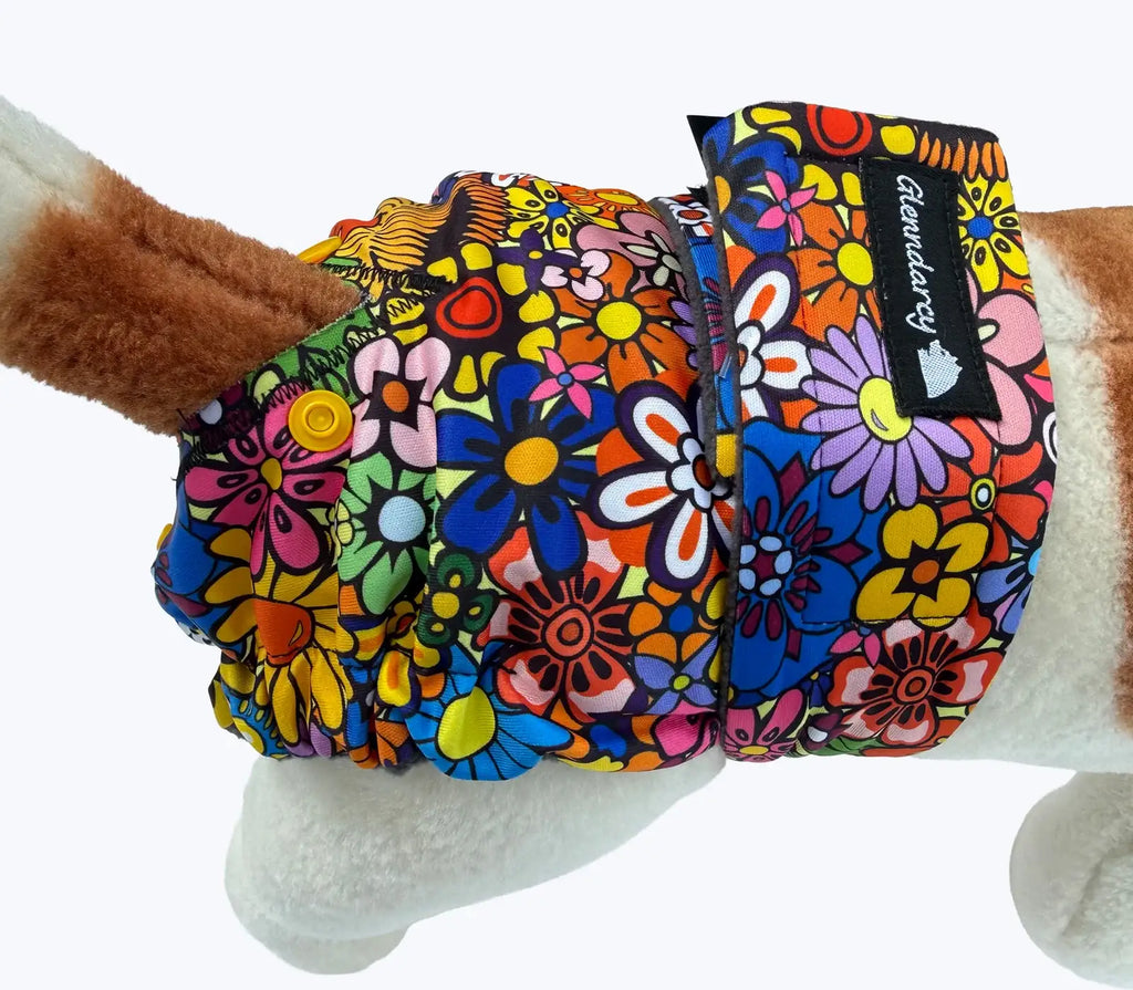 Reusable Female Dog Diapers with Adjustable Waist, Tailhole and Elastic Sides for Heat or Incontinence