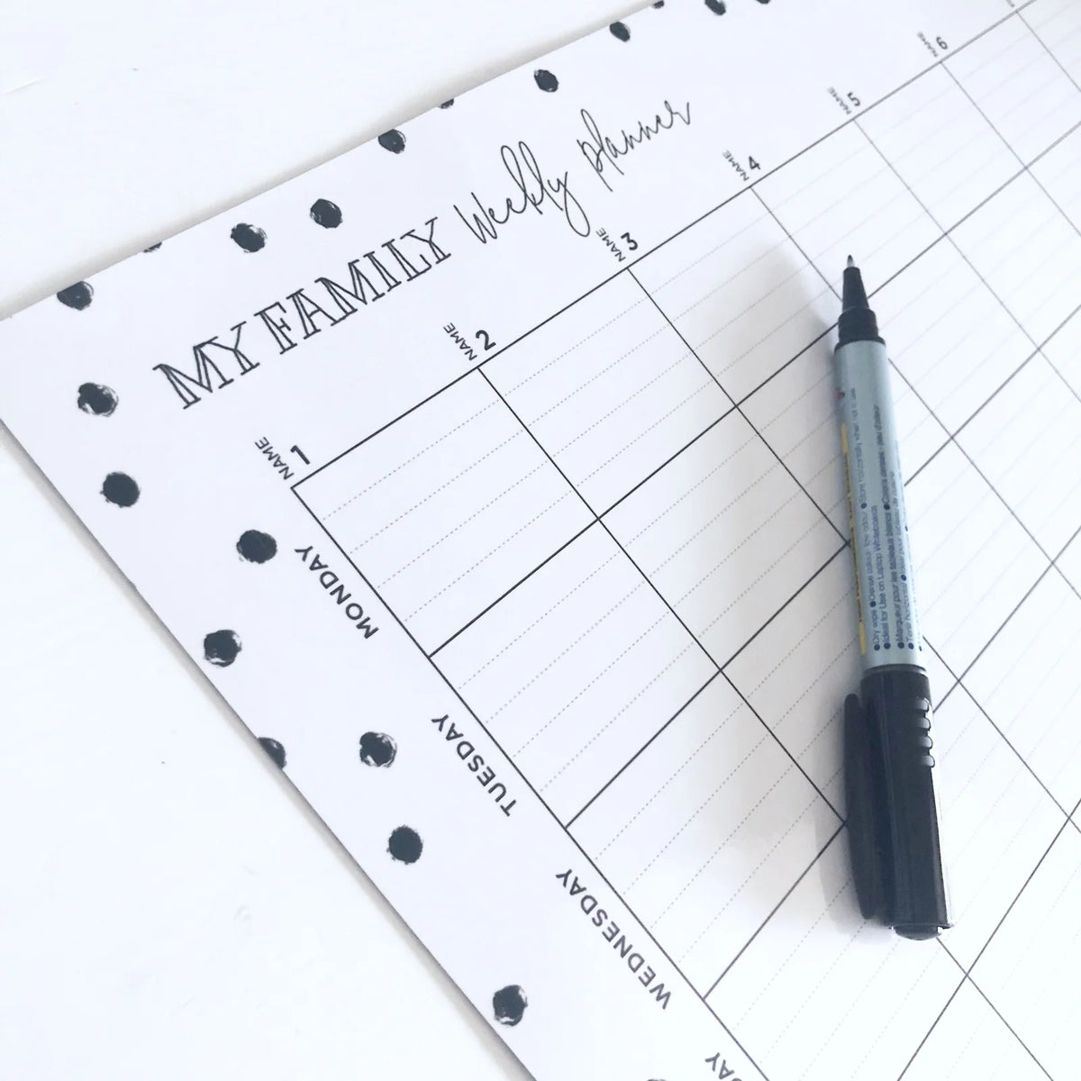 Reusable Magnetic Weekly Planner, Dotty