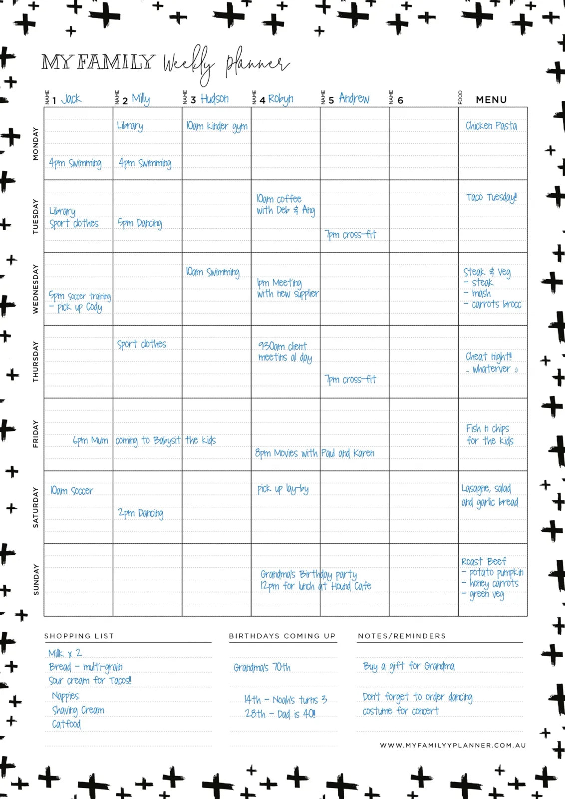 Reusable Magnetic Weekly Planner
