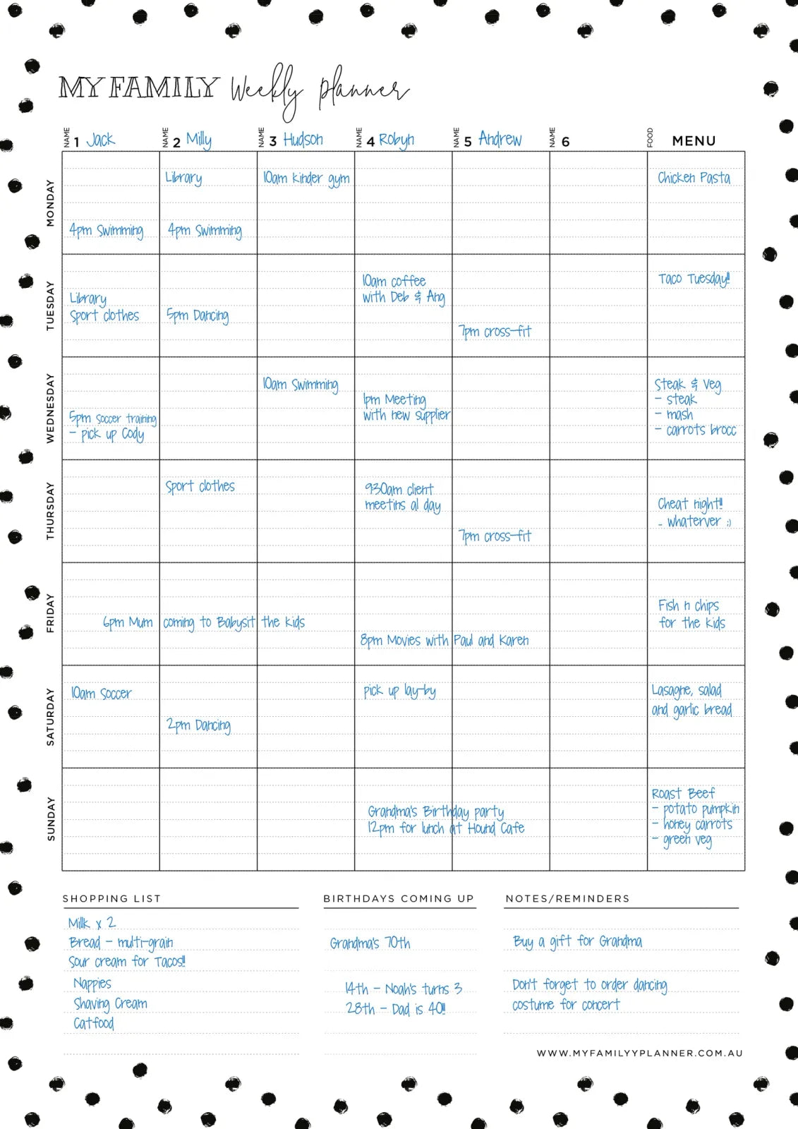Reusable Magnetic Weekly Planner