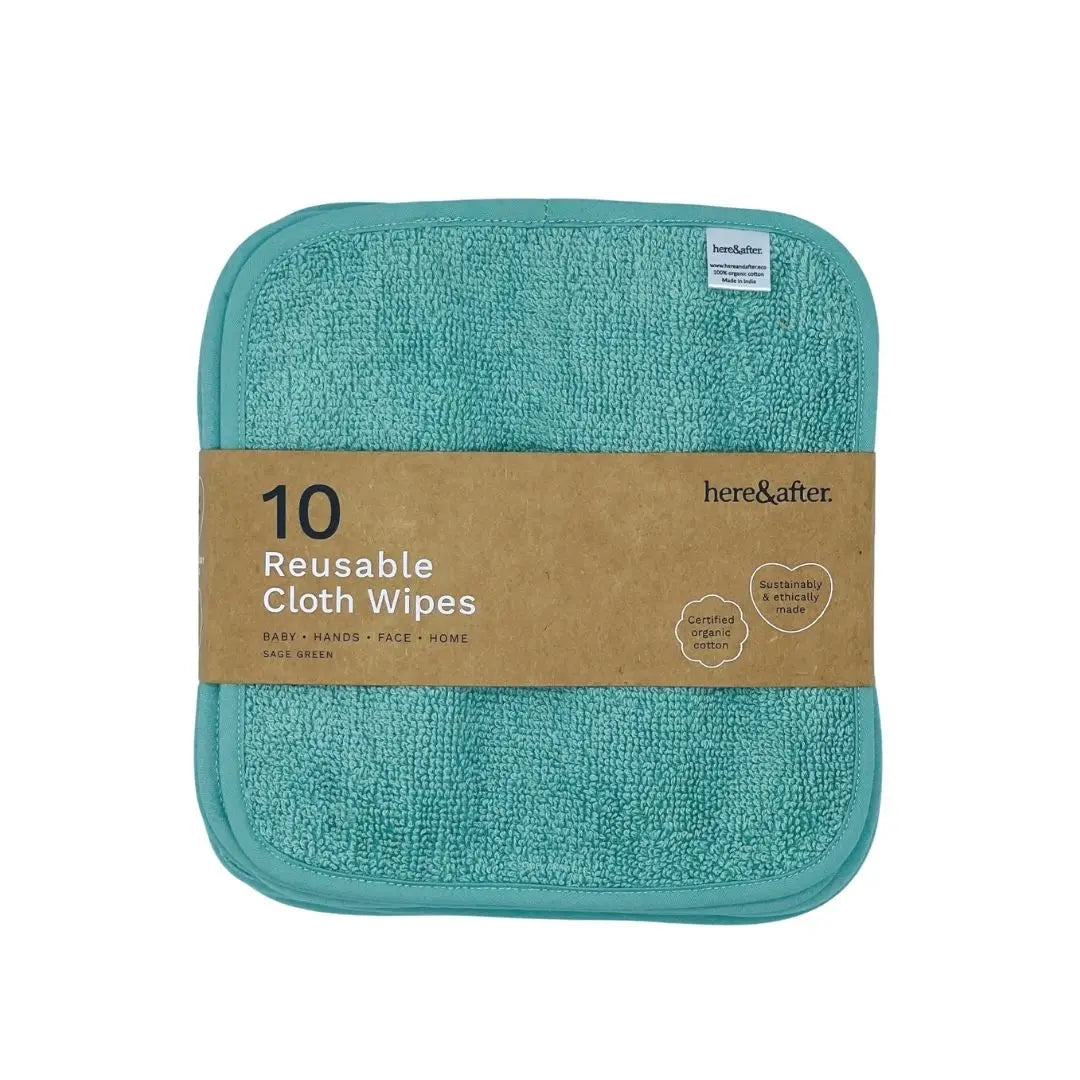 Reusable Organic Cloth Wipes in 10, 20 or 25 Pack for Gentle Home Cleaning and Everyday Messes — Sage green / 10 pack