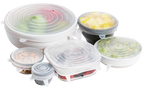 Reusable Silicone Stretch Lids, Clear 6-Piece Set in Six Sizes