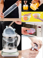 Reusable Silicone Stretch Lids, Clear 6-Piece Set in Six Sizes