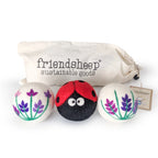 Reusable Wool Dryer Balls, 3-Piece Lavender Fields Ladybug Set