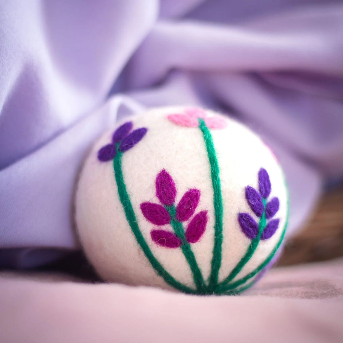 Reusable Wool Dryer Balls, 3-Piece Lavender Fields Ladybug Set