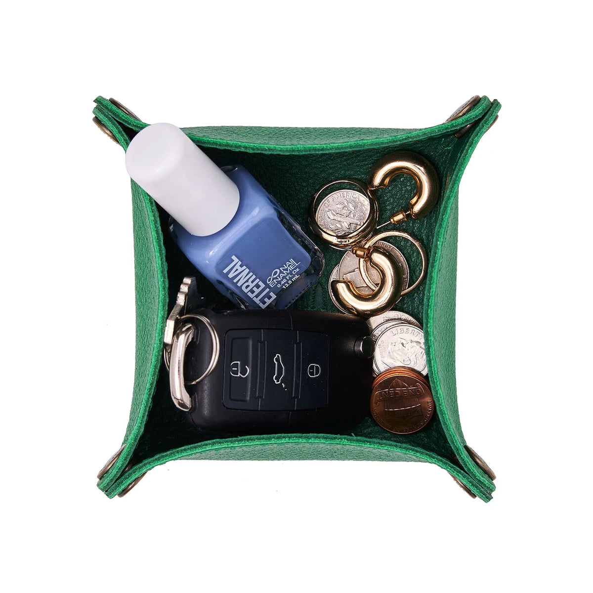 Reversible Clover Trinket Tray with Snap Corners for Jewelry, Coins, Keys and Everyday Small Treasures