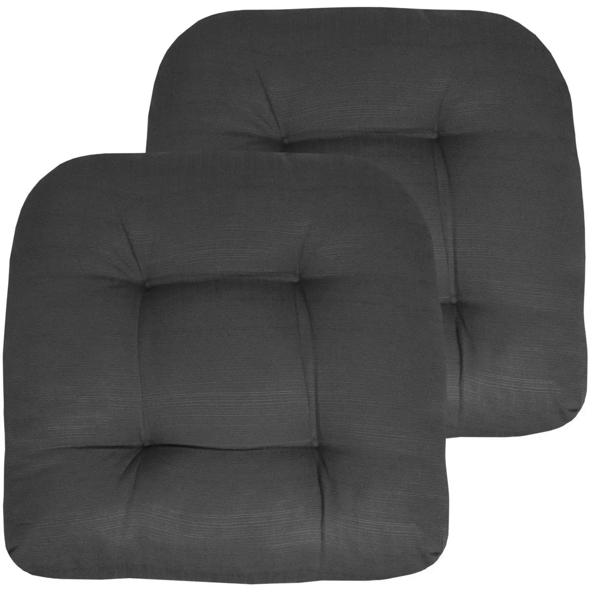 Reversible Patio Chair Cushions, 19 x 19 Inch Solid Outdoor Seat Pads in Multiple Colors and Pack Sizes — Charcoal / 2 Pack