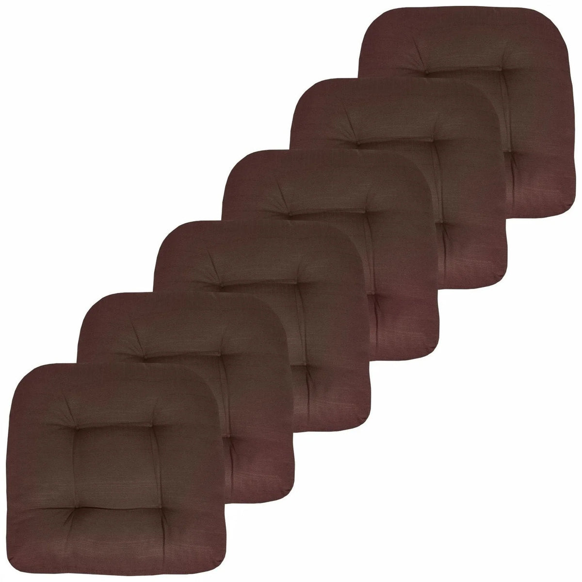 Reversible Patio Chair Cushions, 19 x 19 Inch Solid Outdoor Seat Pads in Multiple Colors and Pack Sizes — Chocolate / 6 Pack