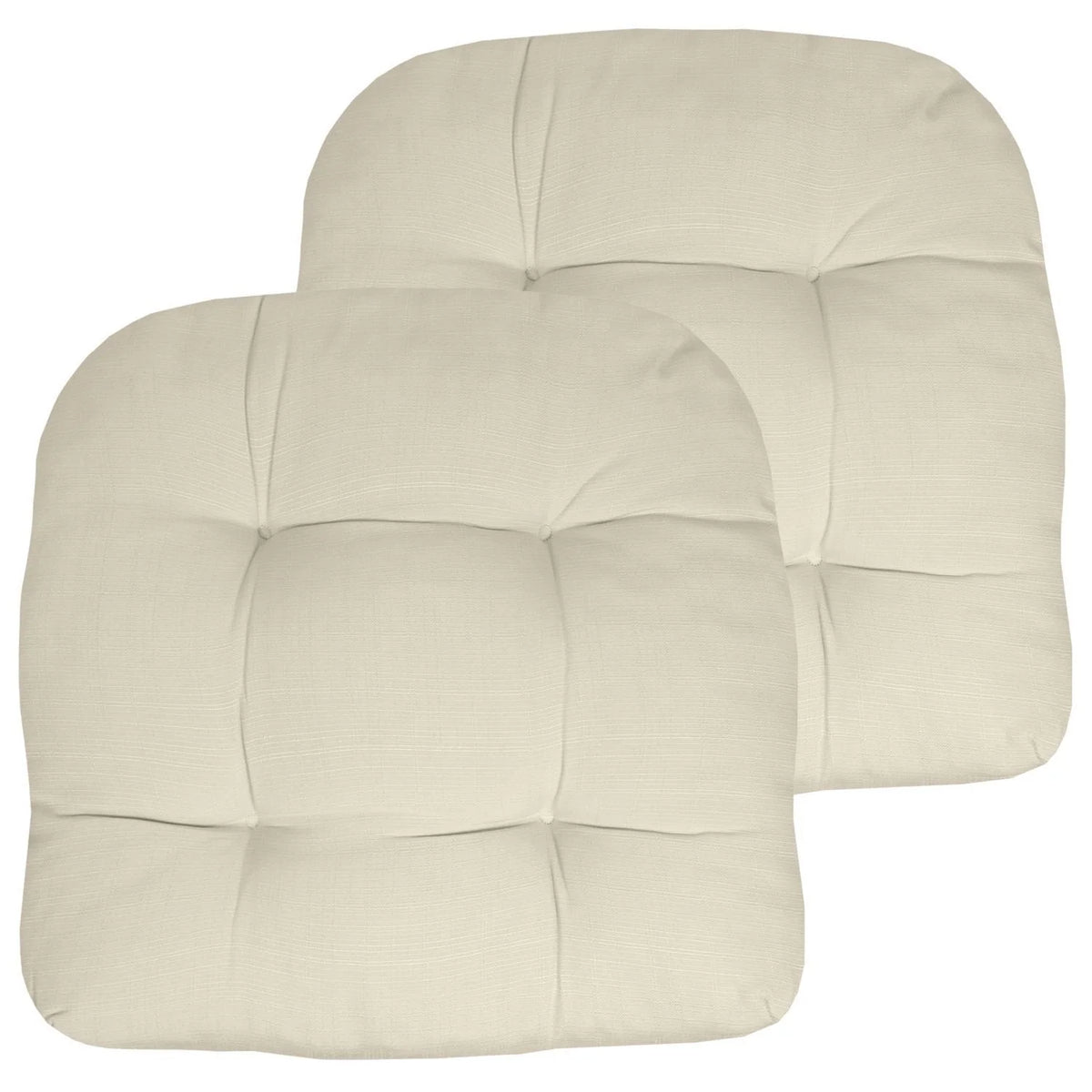 Reversible Patio Chair Cushions, 19 x 19 Inch Solid Outdoor Seat Pads in Multiple Colors and Pack Sizes — Cream / 2 Pack