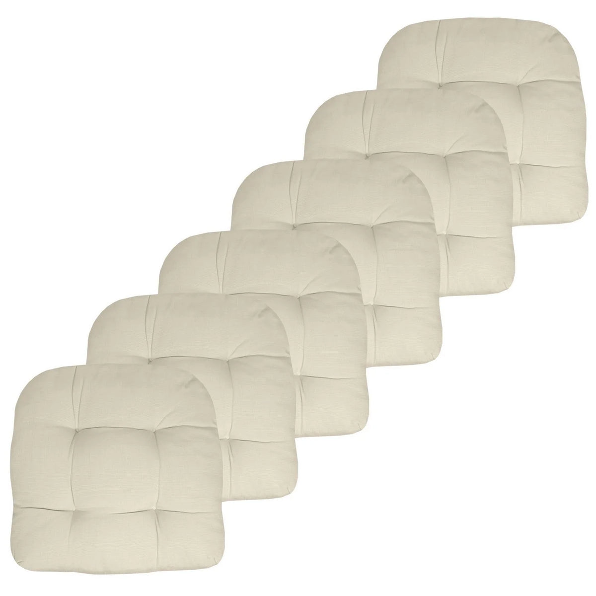 Reversible Patio Chair Cushions, 19 x 19 Inch Solid Outdoor Seat Pads in Multiple Colors and Pack Sizes — Cream / 6 Pack