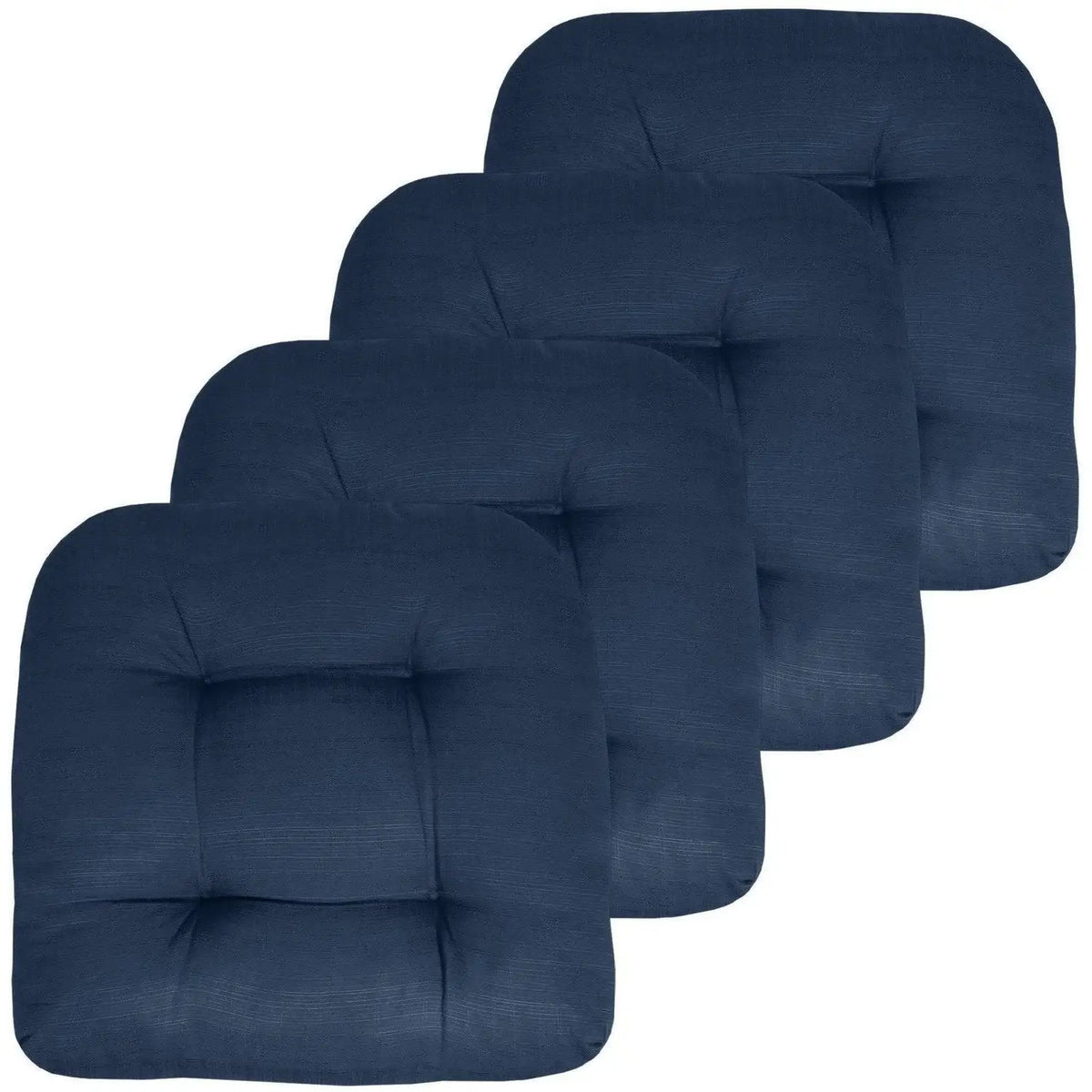 Reversible Patio Chair Cushions, 19 x 19 Inch Solid Outdoor Seat Pads in Multiple Colors and Pack Sizes — Navy / 4 Pack