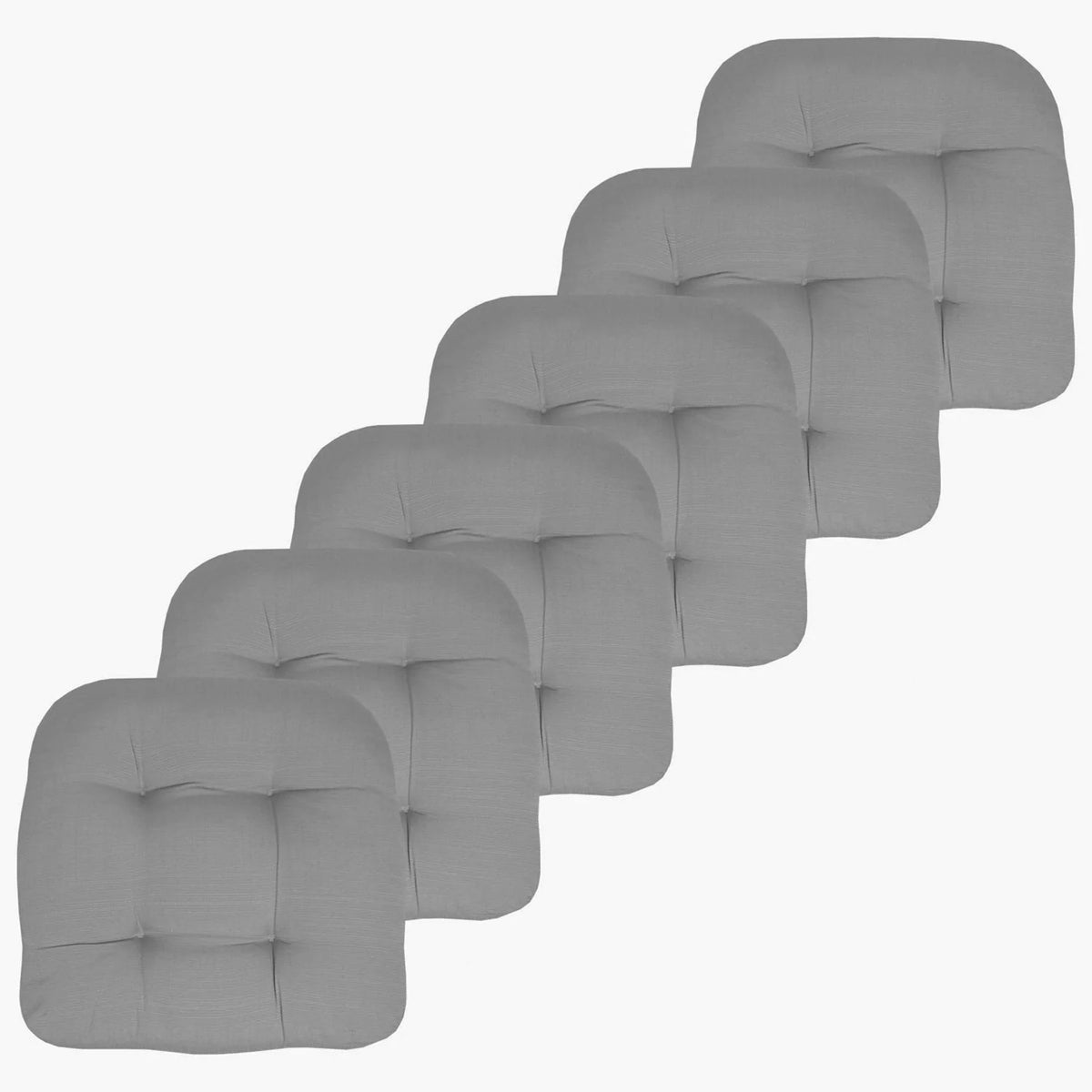 Reversible Patio Chair Cushions, 19 x 19 Inch Solid Outdoor Seat Pads in Multiple Colors and Pack Sizes — Silver / 6 Pack