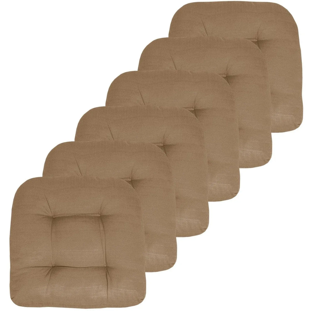 Reversible Patio Chair Cushions, 19 x 19 Inch Solid Outdoor Seat Pads in Multiple Colors and Pack Sizes — Taupe / 6 Pack