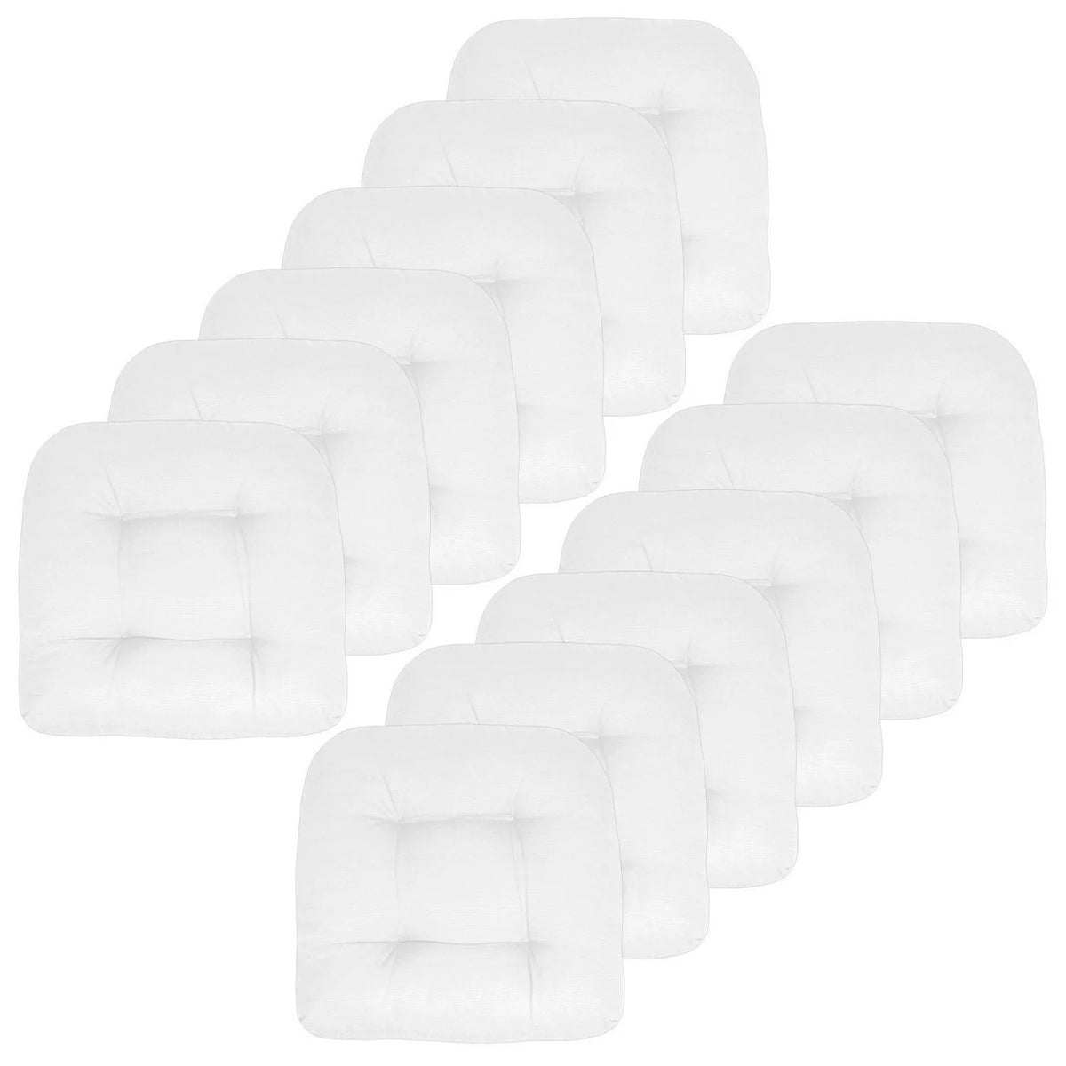 Reversible Patio Chair Cushions, 19 x 19 Inch Solid Outdoor Seat Pads in Multiple Colors and Pack Sizes — White / 12 Pack