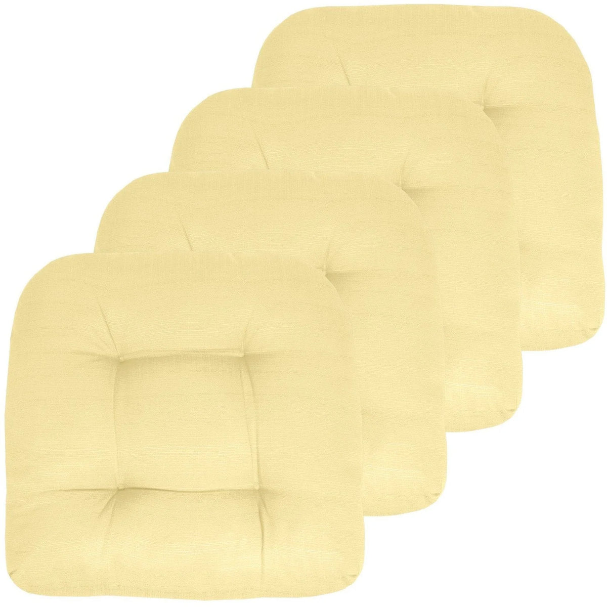 Reversible Patio Chair Cushions, 19 x 19 Inch Solid Outdoor Seat Pads in Multiple Colors and Pack Sizes — Yellow / 4 Pack