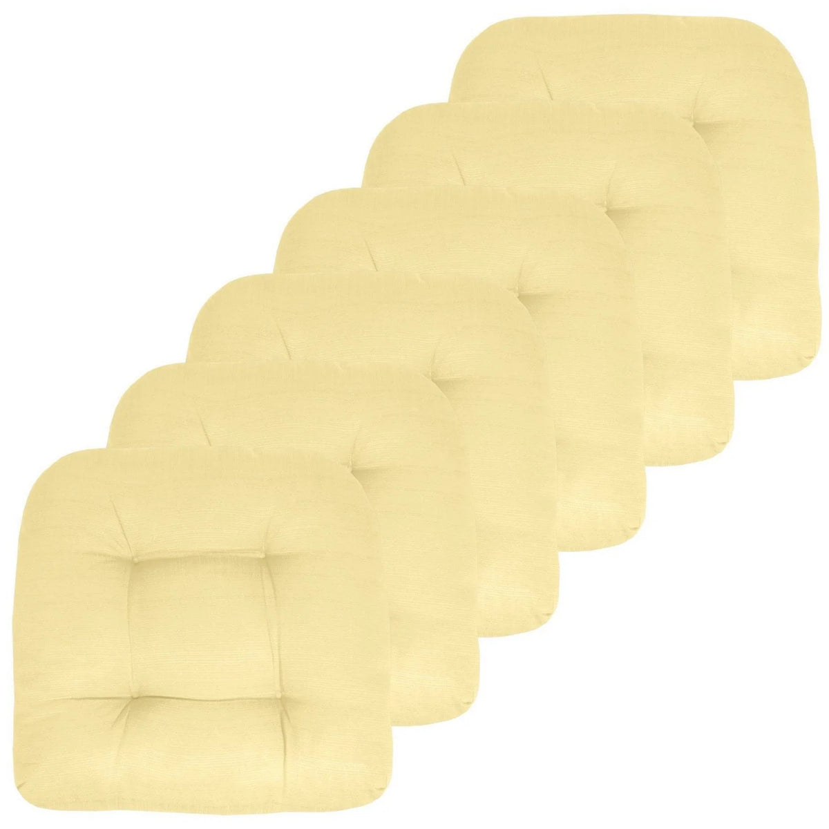 Reversible Patio Chair Cushions, 19 x 19 Inch Solid Outdoor Seat Pads in Multiple Colors and Pack Sizes — Yellow / 6 Pack