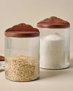 Ribbed Glass Storage Canister