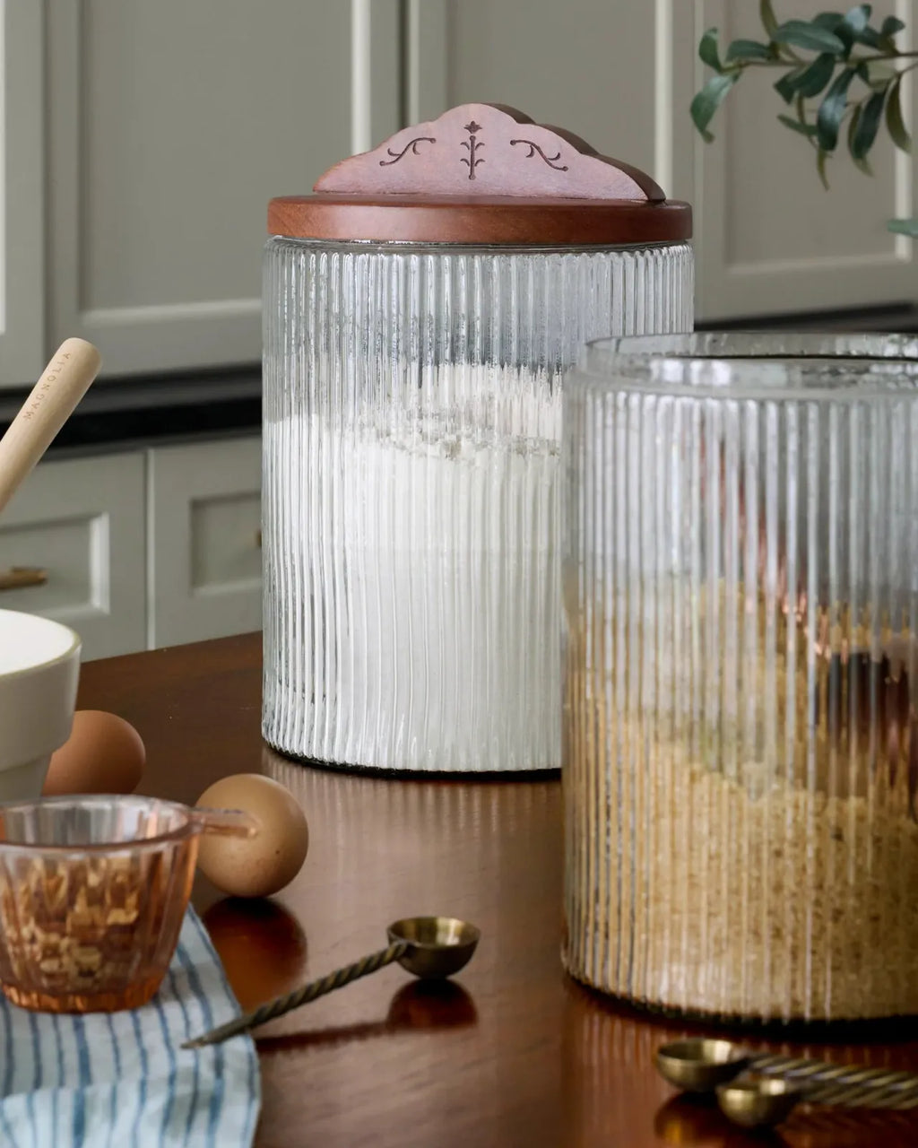 Ribbed Glass Storage Canister