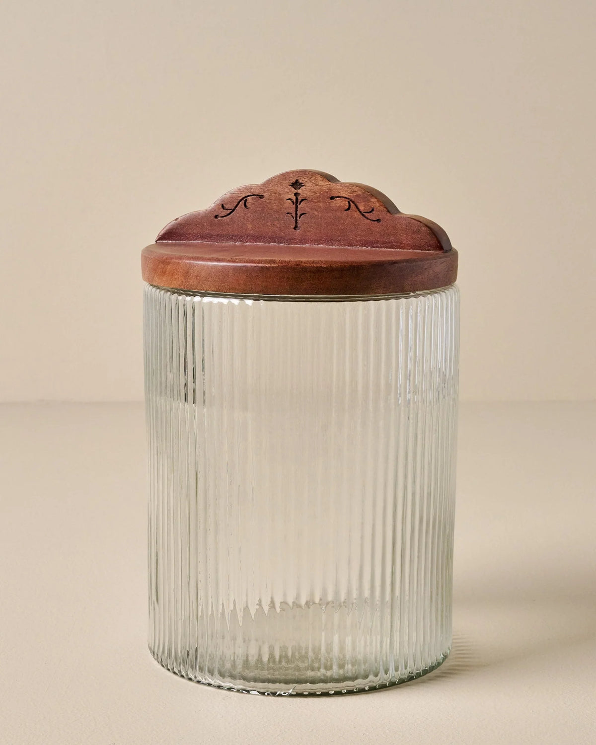 Ribbed Glass Storage Canister, Small