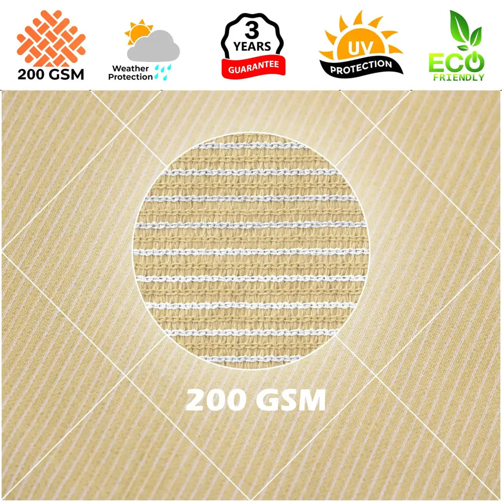 Right Triangle Shade Sail Canopy, 200 GSM HDPE Fabric with 95% UV Blocking for Outdoor Patios and Pools