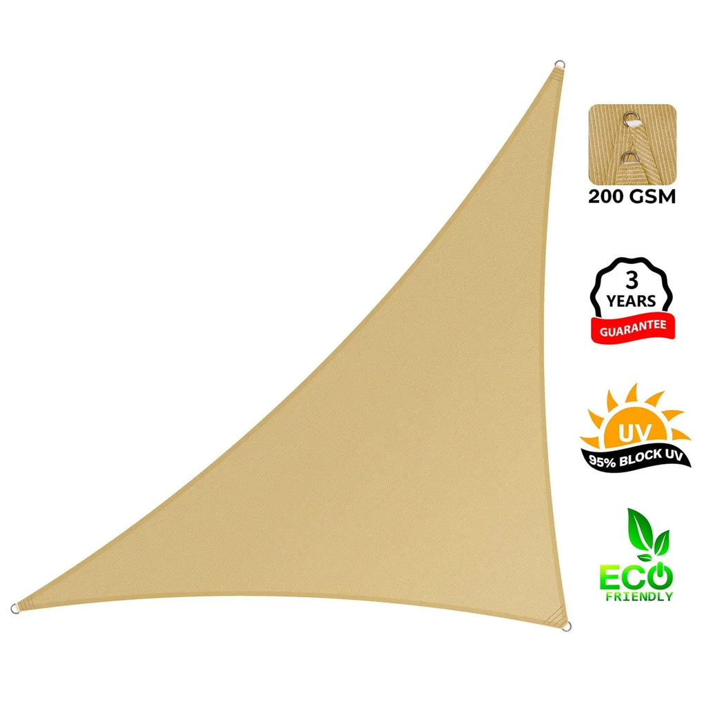 Right Triangle Shade Sail Canopy, 200 GSM HDPE Fabric with 95% UV Blocking for Outdoor Patios and Pools