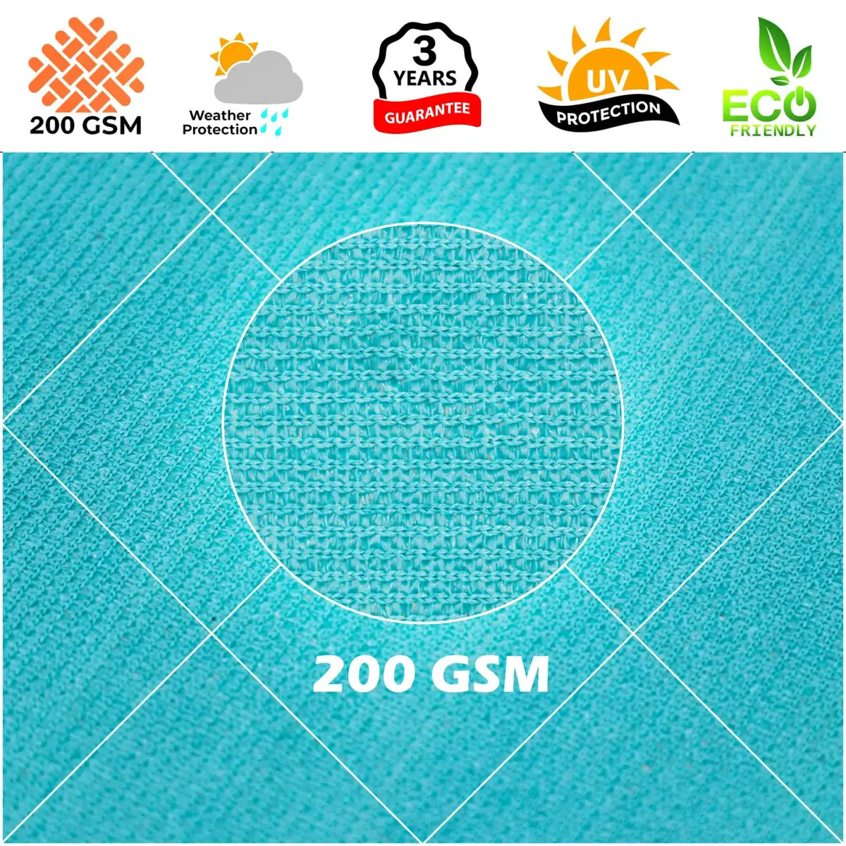 Right Triangle Shade Sail Canopy, 200 GSM HDPE Fabric with 95% UV Blocking for Outdoor Patios and Pools