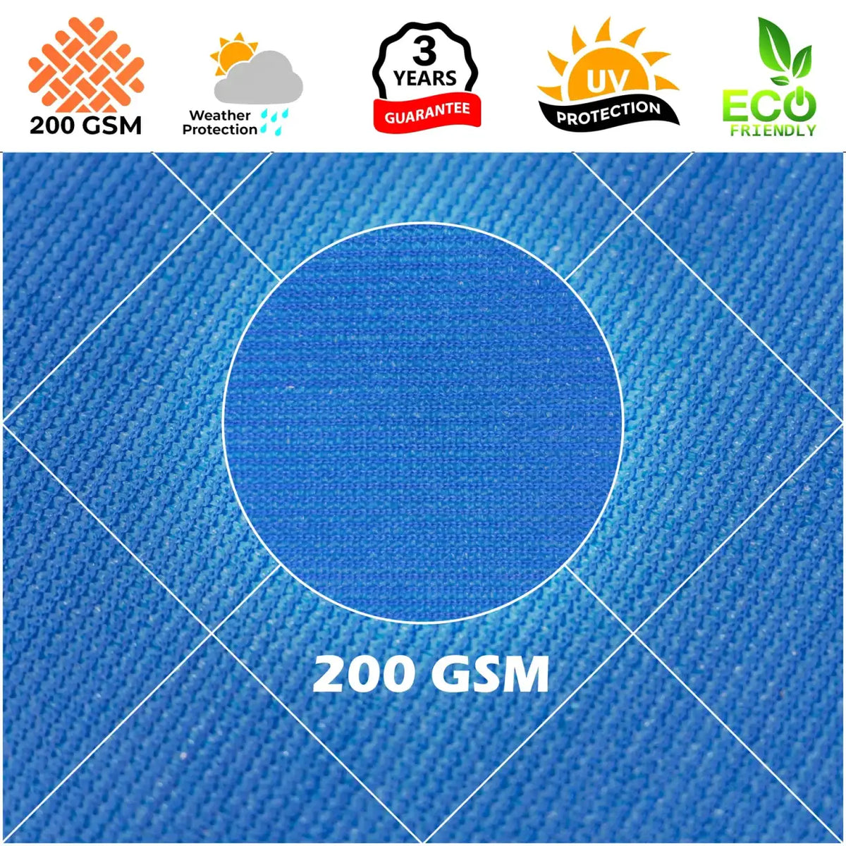 Right Triangle Shade Sail Canopy, 200 GSM HDPE Fabric with 95% UV Blocking for Outdoor Patios and Pools