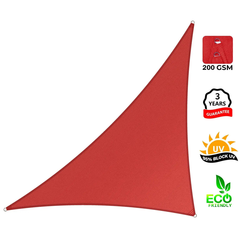 Right Triangle Shade Sail Canopy, 200 GSM HDPE Fabric with 95% UV Blocking for Outdoor Patios and Pools