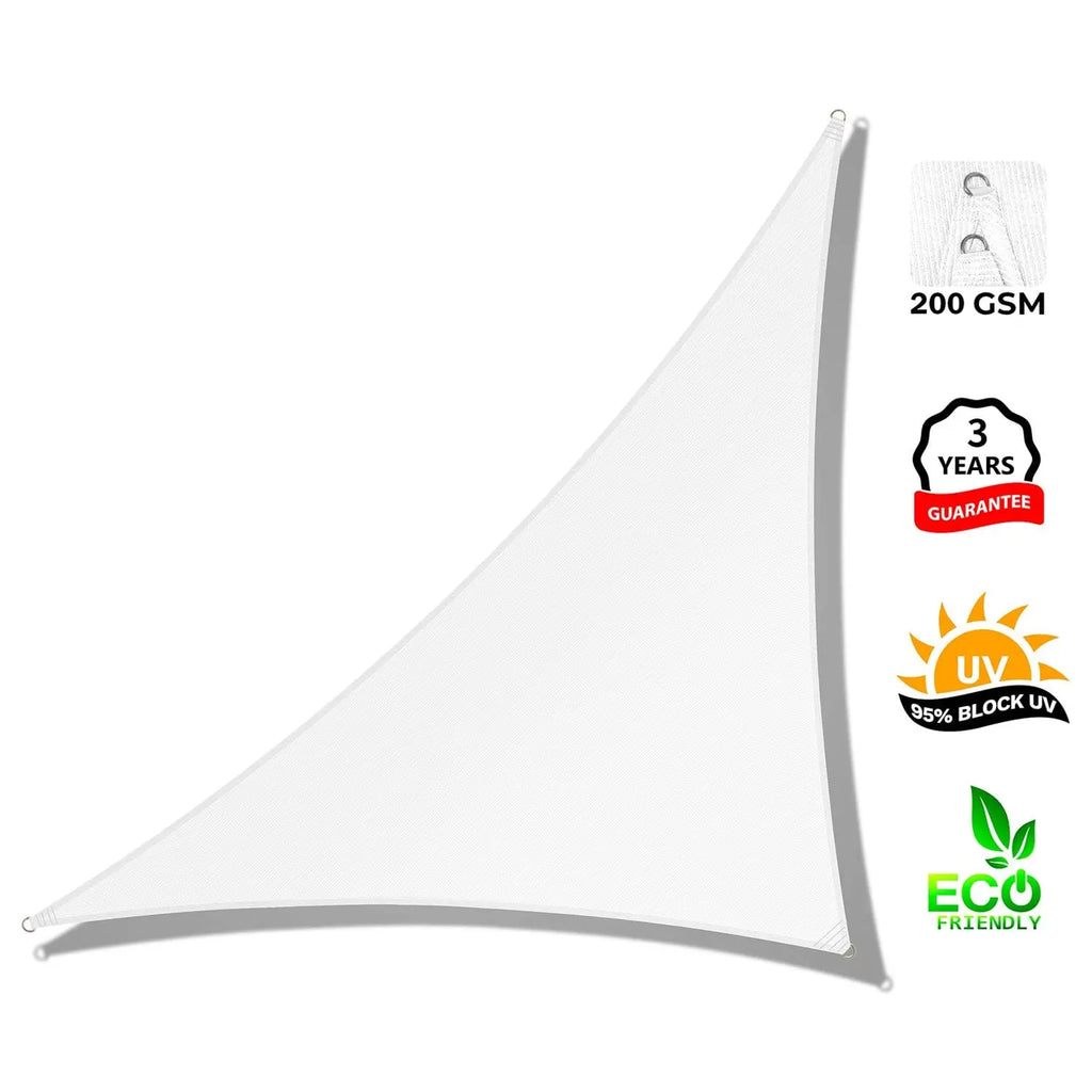 Right Triangle Shade Sail Canopy, 200 GSM HDPE Fabric with 95% UV Blocking for Outdoor Patios and Pools