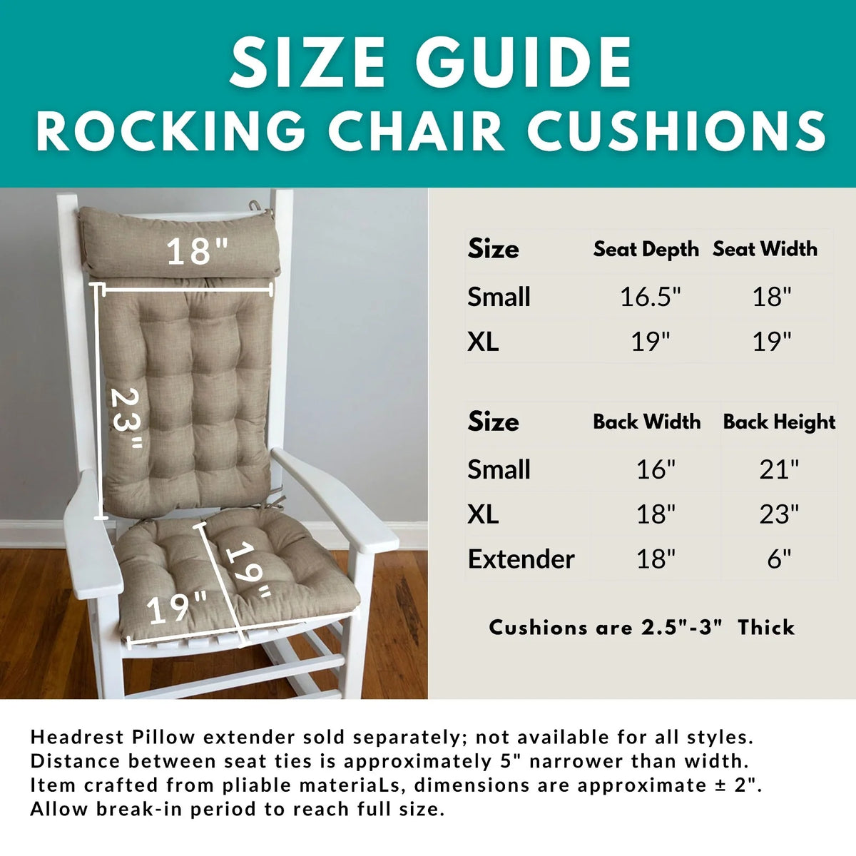 Rocking Chair Cushions in Heathered Pewter Grey