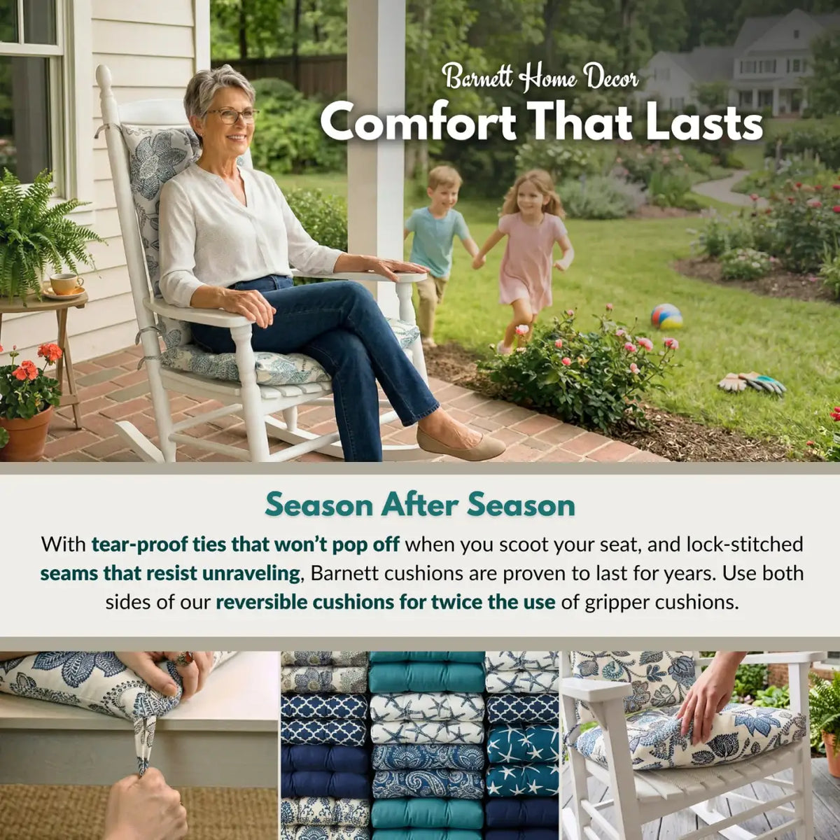 Rocking Chair Cushions in Teal Arts & Crafts Print