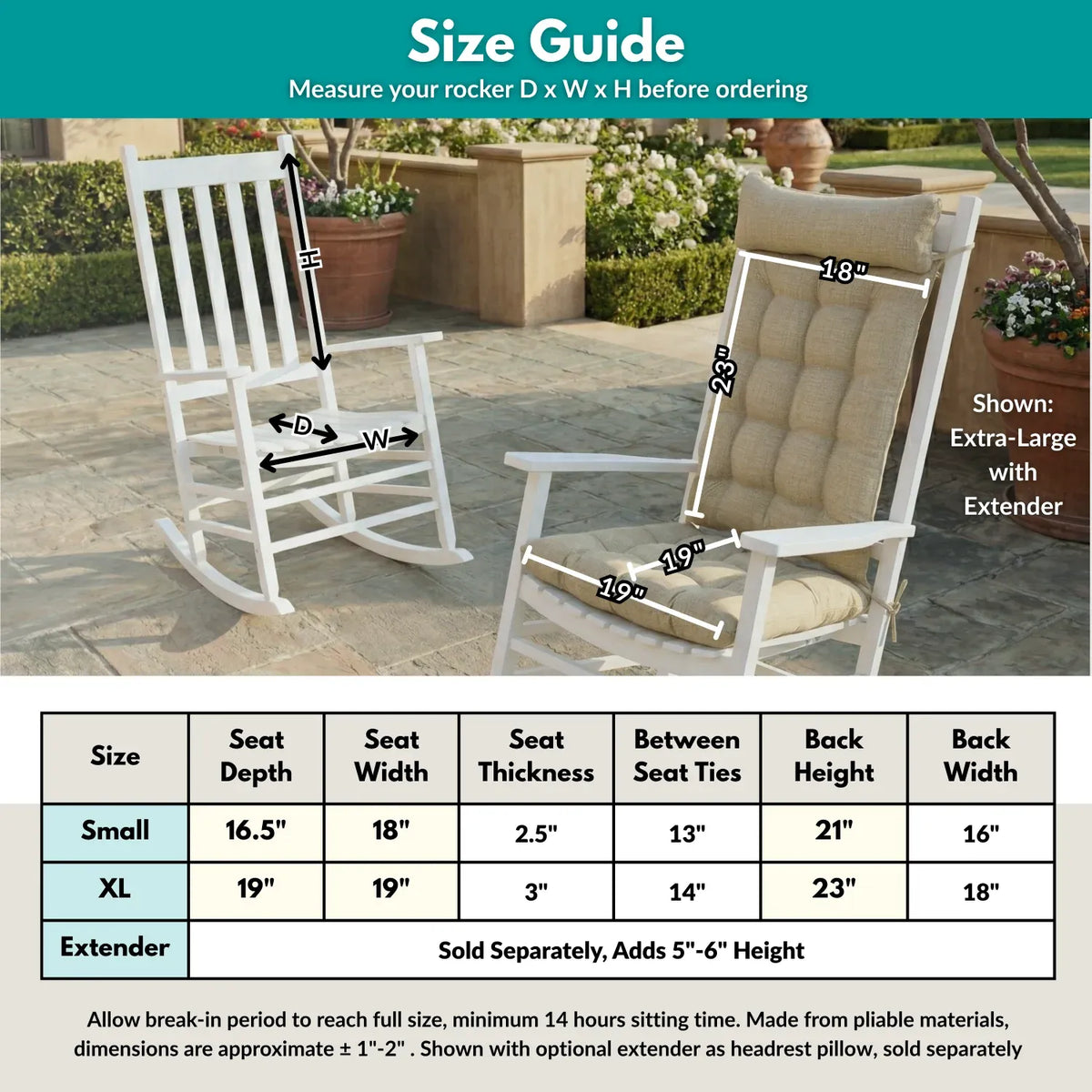 Rocking Chair Cushions in Teal Arts & Crafts Print