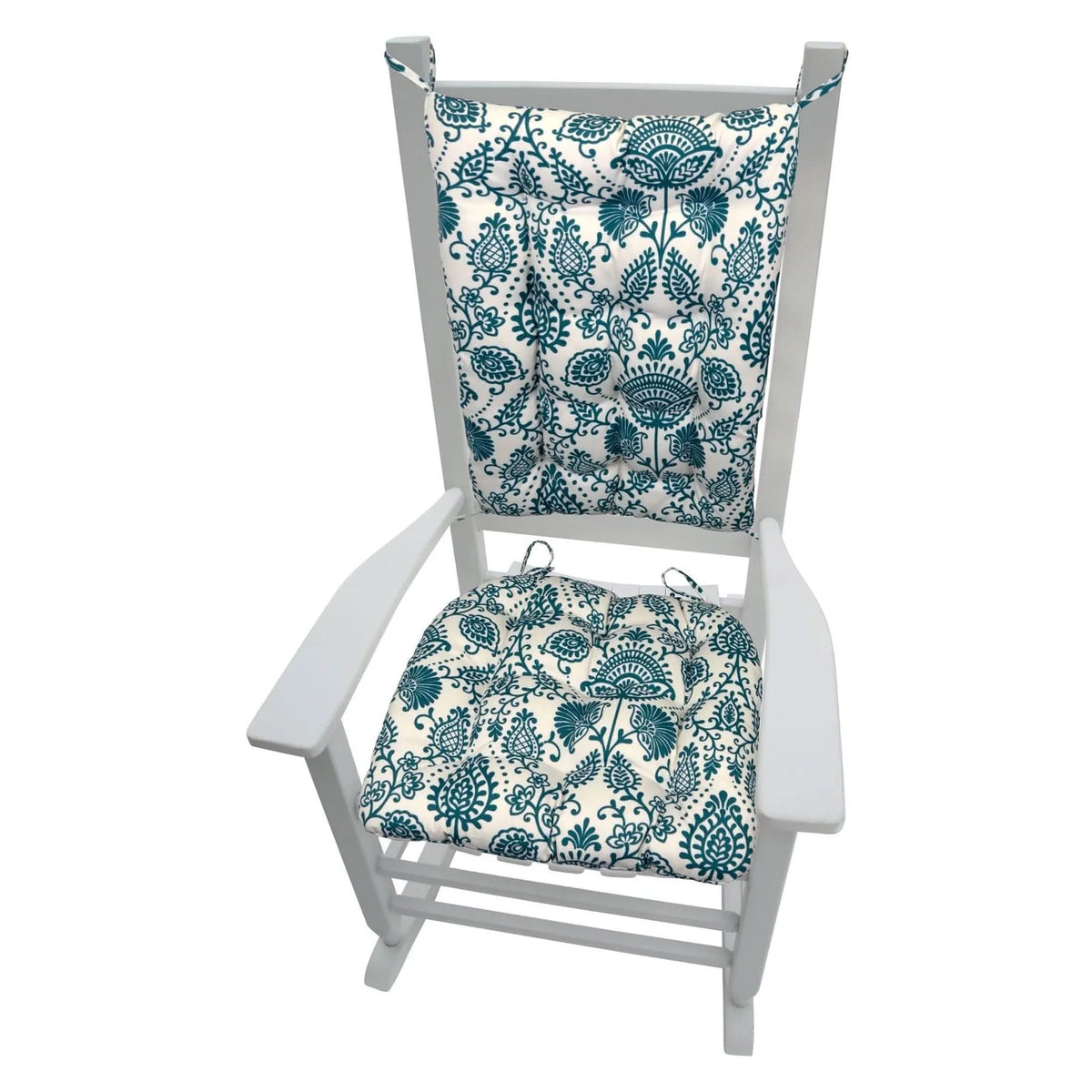 Rocking Chair Cushions in Teal Arts & Crafts Print
