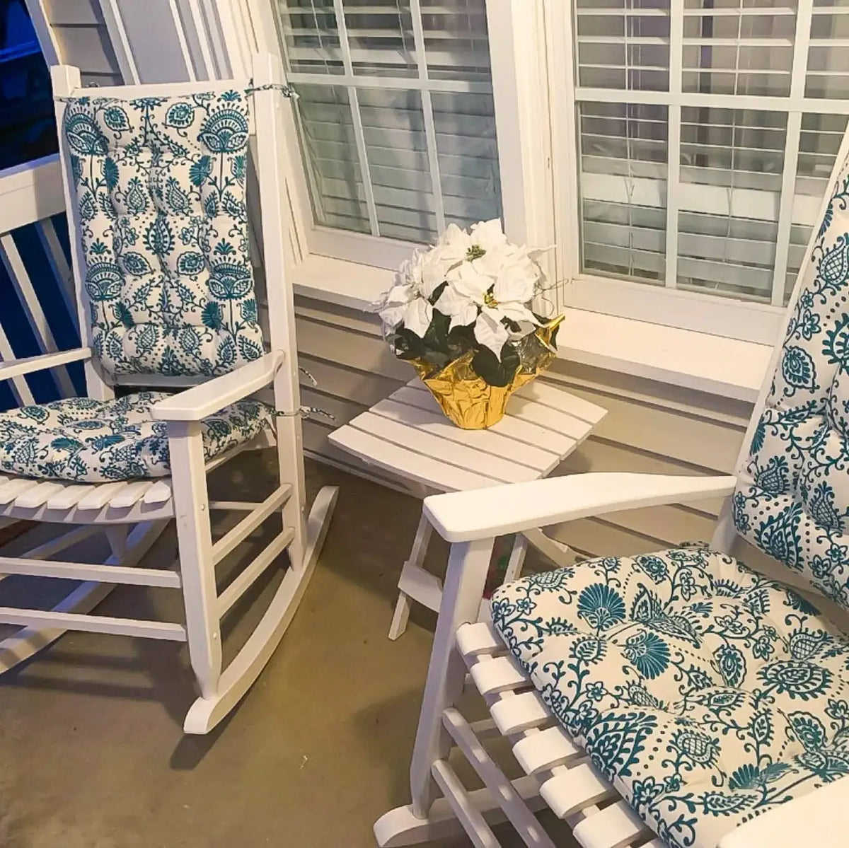 Rocking Chair Cushions in Teal Arts & Crafts Print