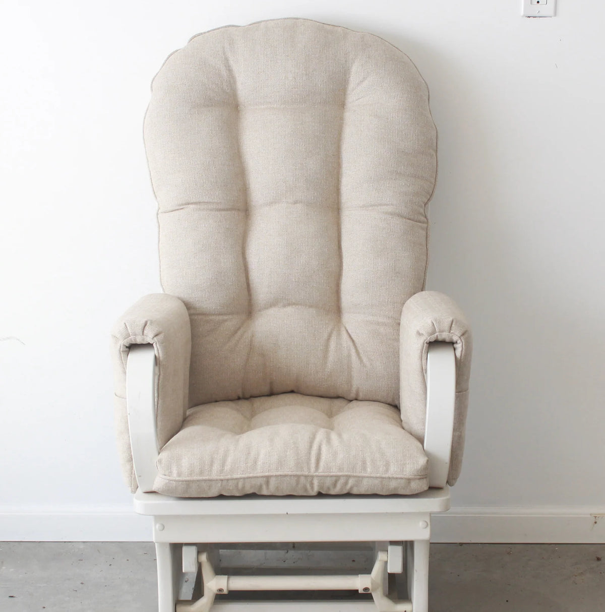 Rocking Chair Replacement Cushions with Rounded Back, Seat, and Optional Armrest or Ottoman Add-Ons