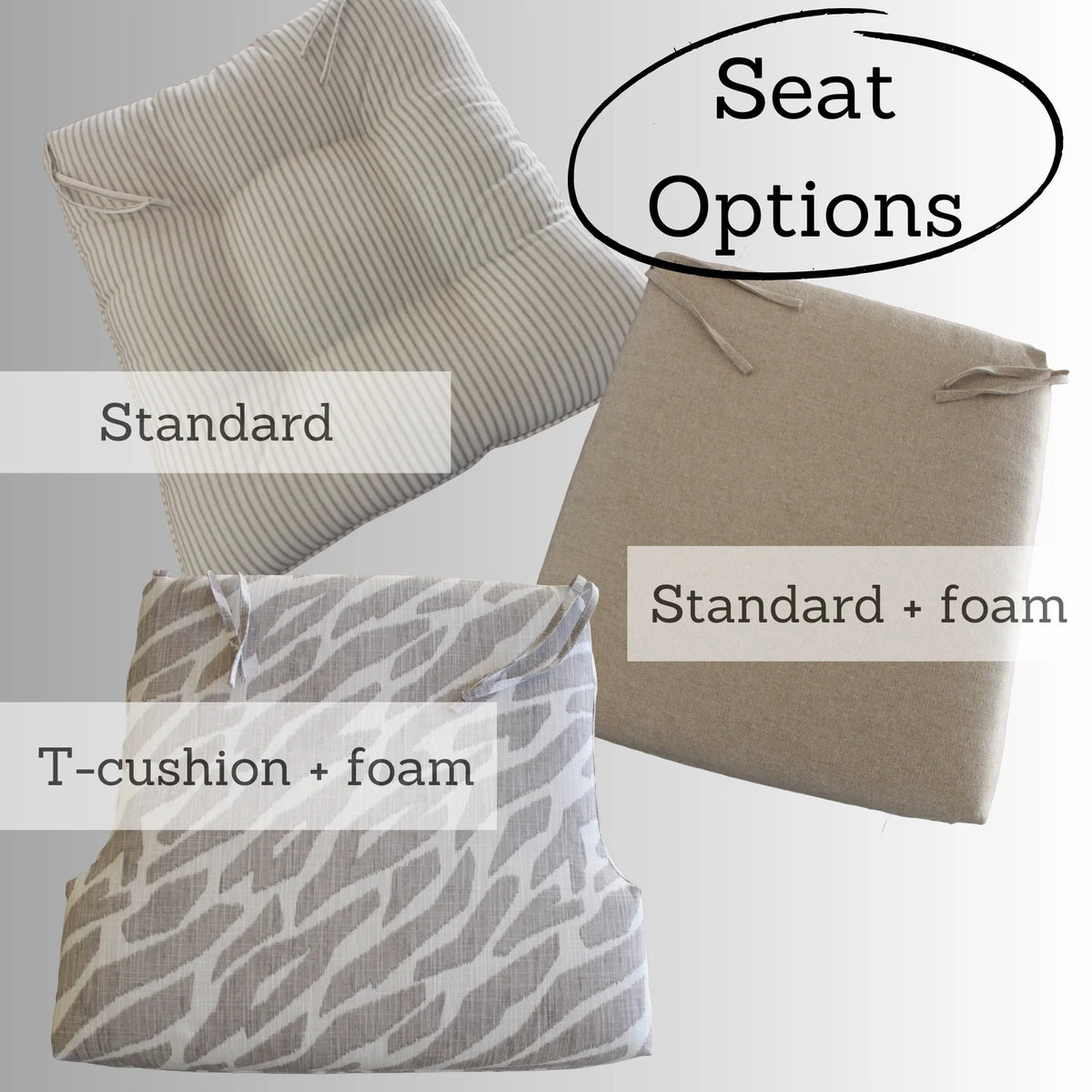 Rocking Chair Replacement Cushions with Rounded Back, Seat, and Optional Armrest or Ottoman Add-Ons