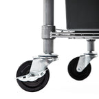 Rolling Bin Rack with 12 Grey Slide-Out Bins and Seven Steel Wire Shelves for Garage or Office Storage