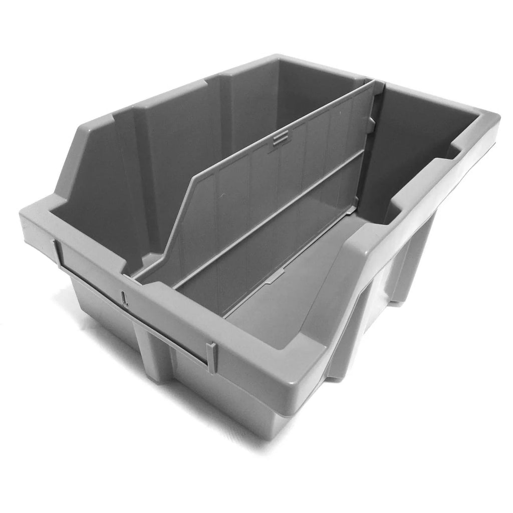 Rolling Bin Rack with 12 Grey Slide-Out Bins and Seven Steel Wire Shelves for Garage or Office Storage