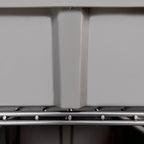 Rolling Bin Rack with 12 Grey Slide-Out Bins and Seven Steel Wire Shelves for Garage or Office Storage