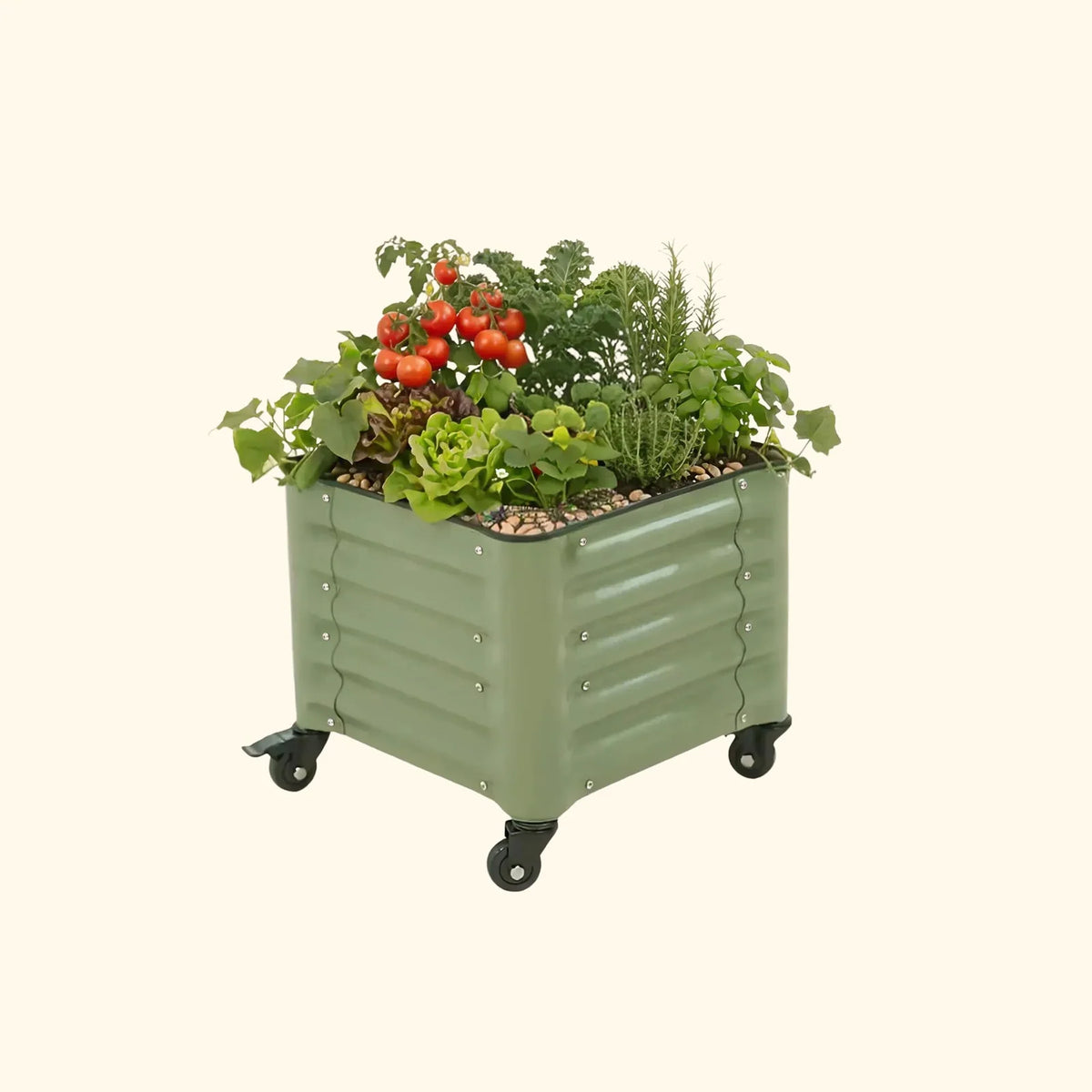 Rolling Cube Planter, Olive Green