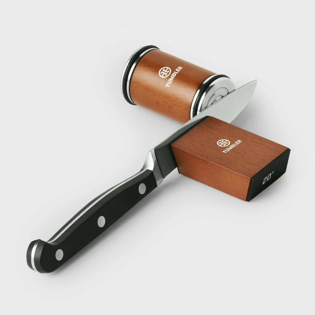Rolling Knife Sharpener for Small Blades with 20°/25° Angle Block, Leather Strop and Protective Zip Case
