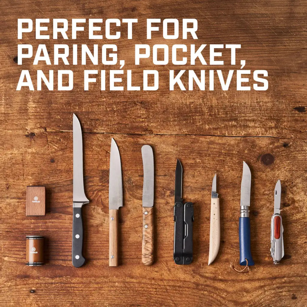 Rolling Knife Sharpener for Small Blades with 20°/25° Angle Block, Leather Strop and Protective Zip Case