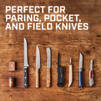 Rolling Knife Sharpener for Small Blades with 20°/25° Angle Block, Leather Strop and Protective Zip Case