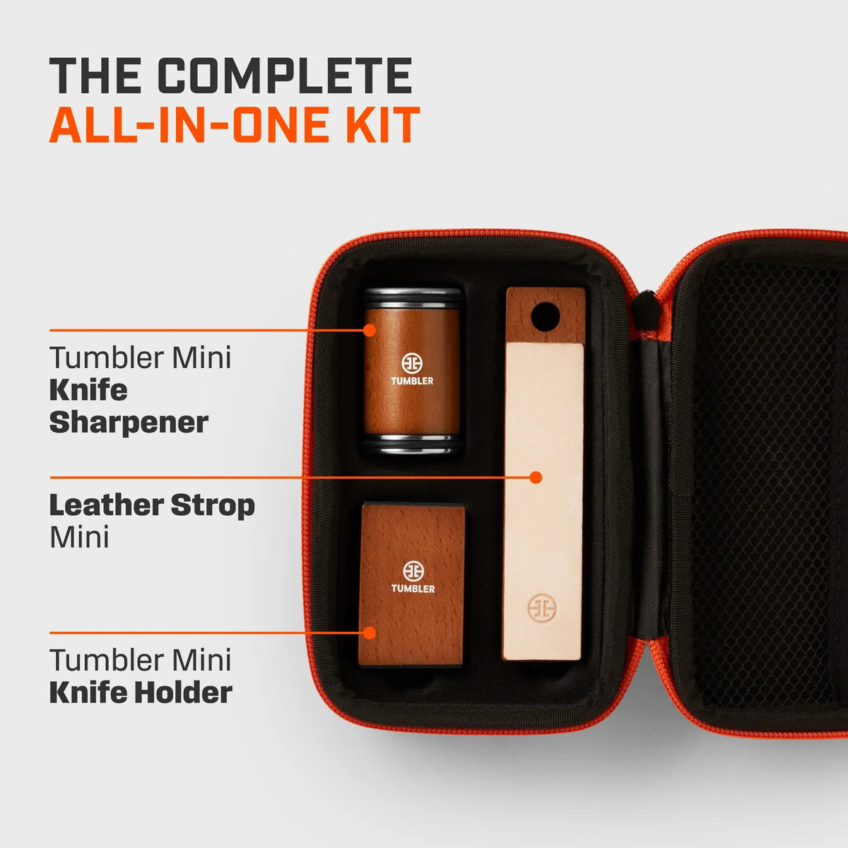 Rolling Knife Sharpener for Small Blades with 20°/25° Angle Block, Leather Strop and Protective Zip Case