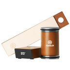 Rolling Knife Sharpener for Small Blades with 20°/25° Angle Block, Leather Strop and Protective Zip Case